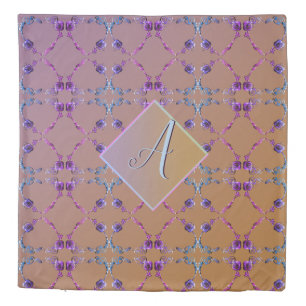 Monogram Lavender Blush Rose Heart Pattern Duvet C
