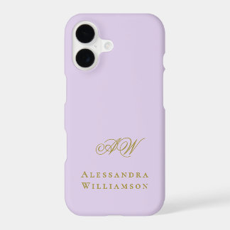 Monogram Lavender Gold Initials Name Minimalist iPhone 17 Case