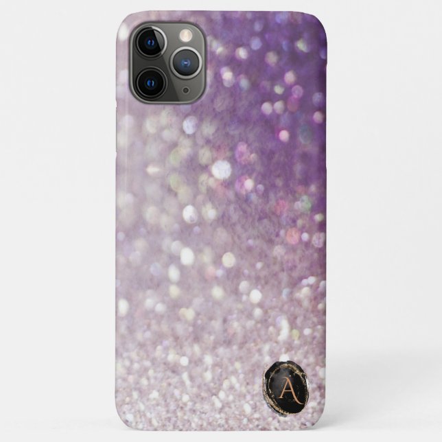 *~* Monogram Lavender Gradient Ombre Glitter Case-Mate iPhone Case (Back)
