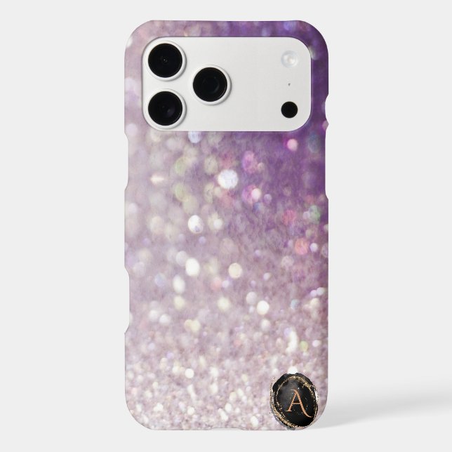 *~* Monogram Lavender Gradient Ombre Glitter Iphone Case (Back)