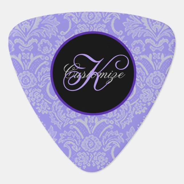 Monogram Lavender Lace Triangle Guitar Pick (Front)