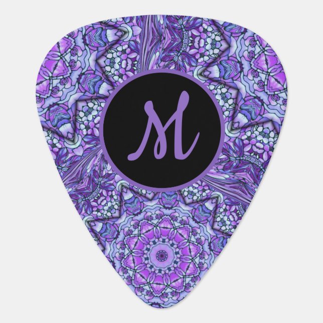 Monogram Lavender Mandala Guitar Pick (Front)