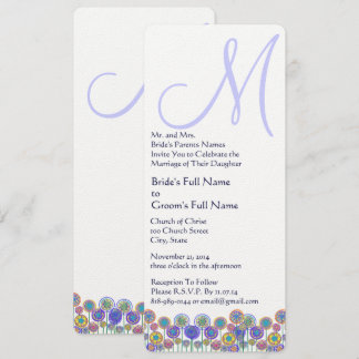 Monogram Lavender Periwinkle Wedding Invitation