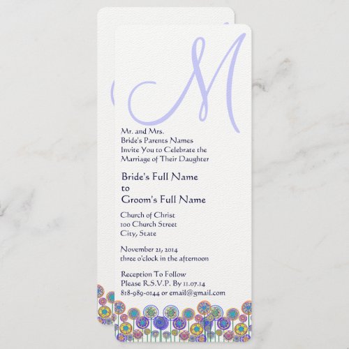 Monogram Lavender Periwinkle Wedding  Invitation