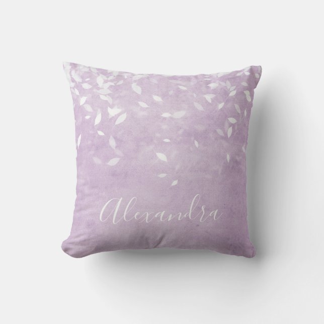 Monogram Lavender Purple Confetti Name Throw Pillow (Front)