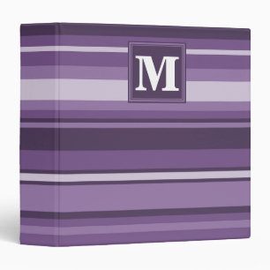 Monogram Lavender stripes 3 Ring Binder