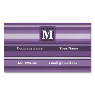 Monogram Lavender stripes Business Card Magnet