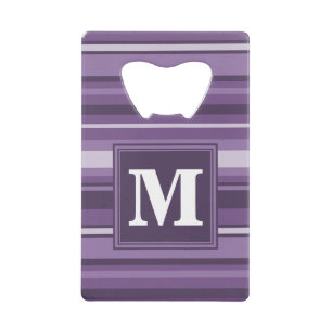 Monogram Lavender stripes Credit Card Bottle Opener