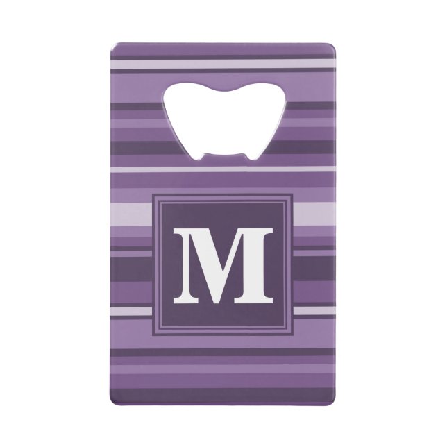 Monogram Lavender stripes Credit Card Bottle Opener (Front)