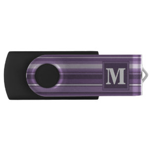 Monogram Lavender stripes Flash Drive