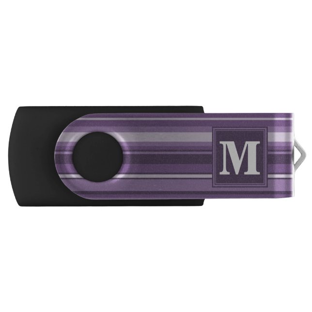 Monogram Lavender stripes Flash Drive (Front)