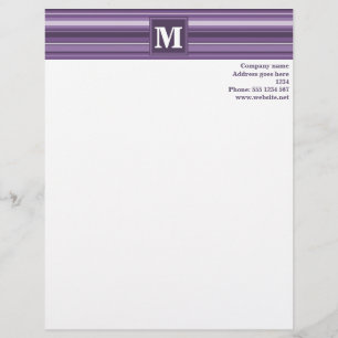 Monogram Lavender stripes Letterhead