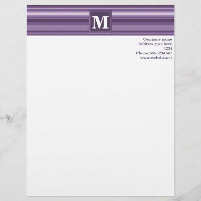 Monogram Lavender stripes Letterhead (Front)
