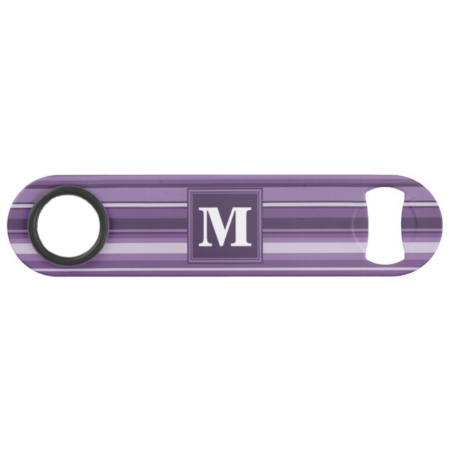 Monogram Lavender stripes Speed Bottle Opener (Front (Horizontal))
