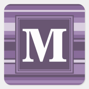 Monogram Lavender stripes Square Sticker
