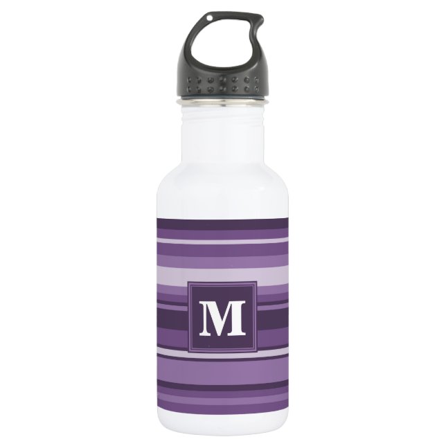 Monogram Lavender stripes Stainless Steel Water Bottle (Front)