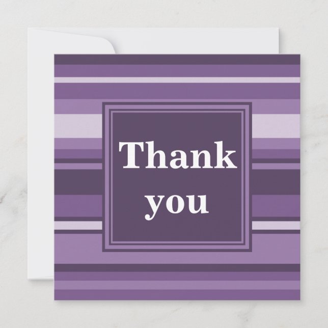 Monogram Lavender stripes Thank You Card (Front)