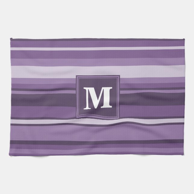 Monogram Lavender stripes Towel (Horizontal)