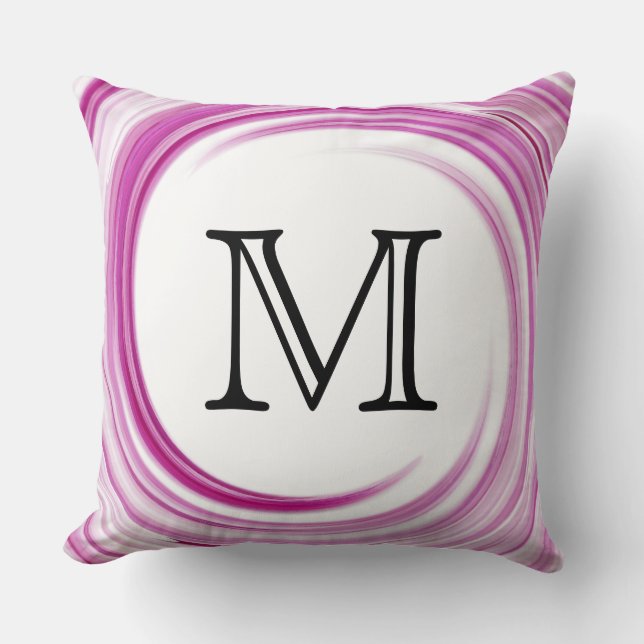 Monogram Lavender Swirl Abstract Throw Pillow (Front)