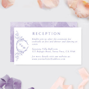 Monogram Lavender Watercolor Wedding Reception Enclosure Card