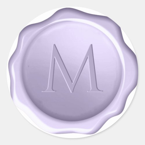 Monogram Lavender Wax Seal Embossed Initial Purple
