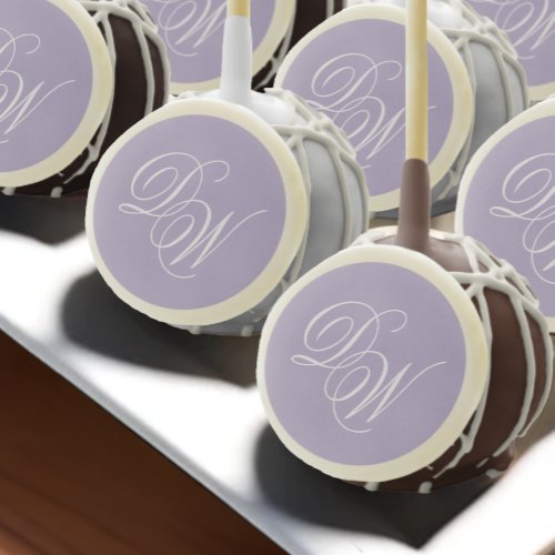 Monogram Lavender Wedding Elegant Script Purple Cake Pops