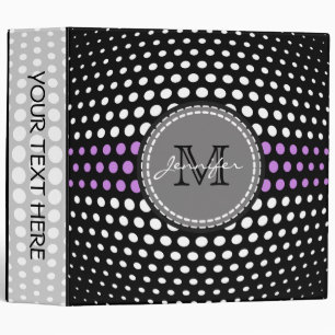 Monogram Lavender & White Polka Dots Pattern Binder