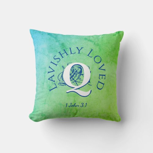 Monogram LAVISHLY LOVED Christian Throw Pillow