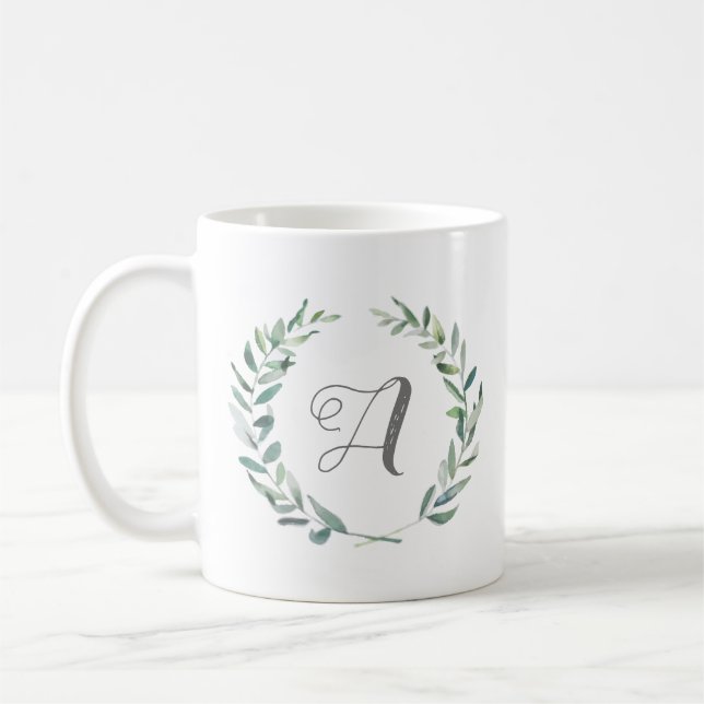 Monogram Leaf Branch Mug "A" (Left)