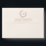 Monogram Leaf Crest Terracotta Cream Wedding Envelope<br><div class="desc">Elegant monogram leaf crest terracotta and cream wedding envelope.</div>