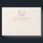 Monogram Leaf Crest Terracotta Cream Wedding Envelope<br><div class="desc">Elegant monogram leaf crest terracotta and cream wedding envelope.</div>