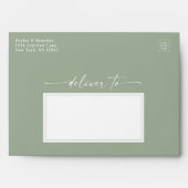 Monogram Leaf Green A7 5x7 Wedding Invitation Envelope | Zazzle