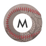 Monogram Leaf pattern border and background Baseball