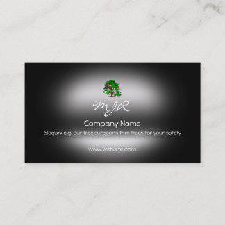 Monogram, Leafy Green Tree, metallic-effect Business Card
