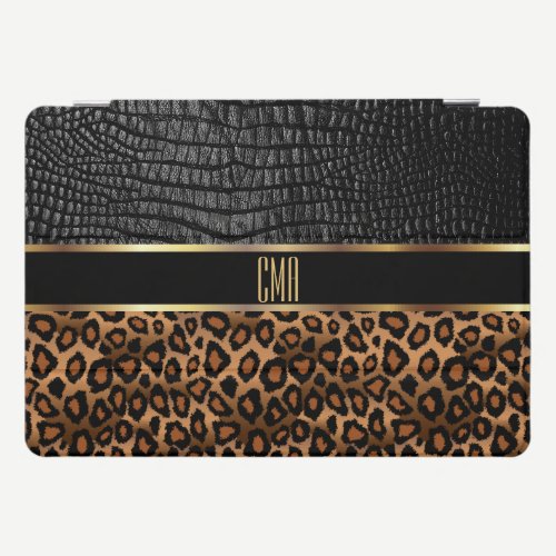 Monogram Leather and Leopard Pattern iPad Pro Cover