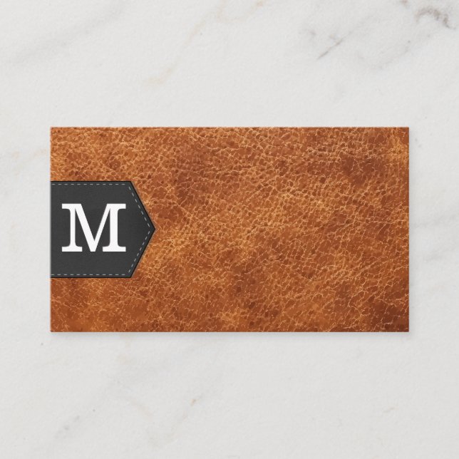 Monogram |  Leather and Patch Business Card (Front)