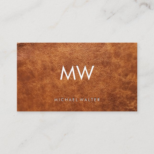 Monogram | Leather Background Business Card (Front)