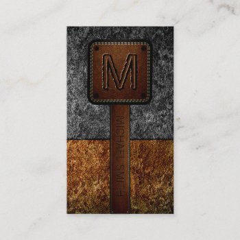 Monogram Leather Look #10 Business Card by nhanyi at Zazzle