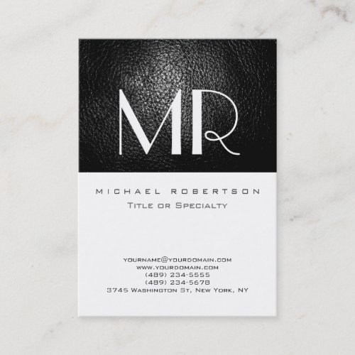 Monogram Leather White Parisian Business Card