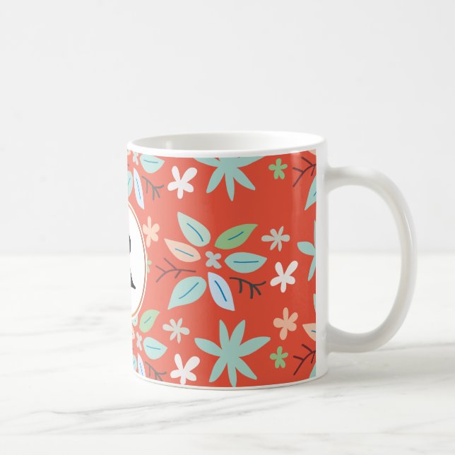 monogram & leaves coffee mug (Right)