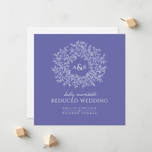 monogram leaves reduced wedding announcement