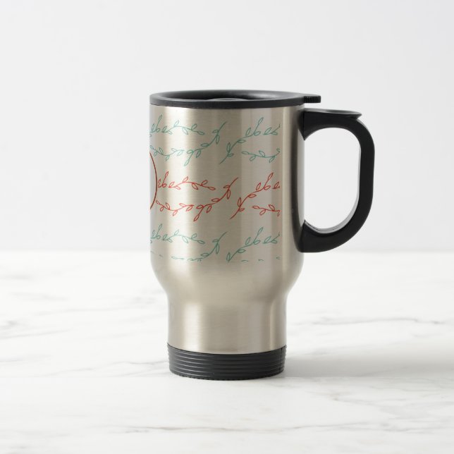 monogram & leaves travel mug (Right)