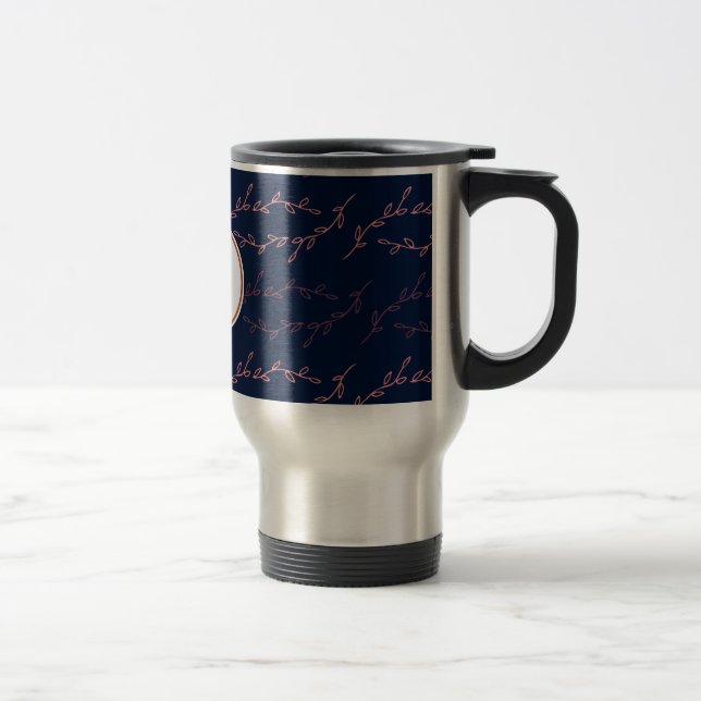 monogram & leaves travel mug (Right)