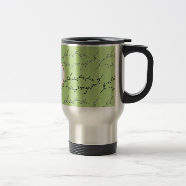 monogram & leaves travel mug (Right)