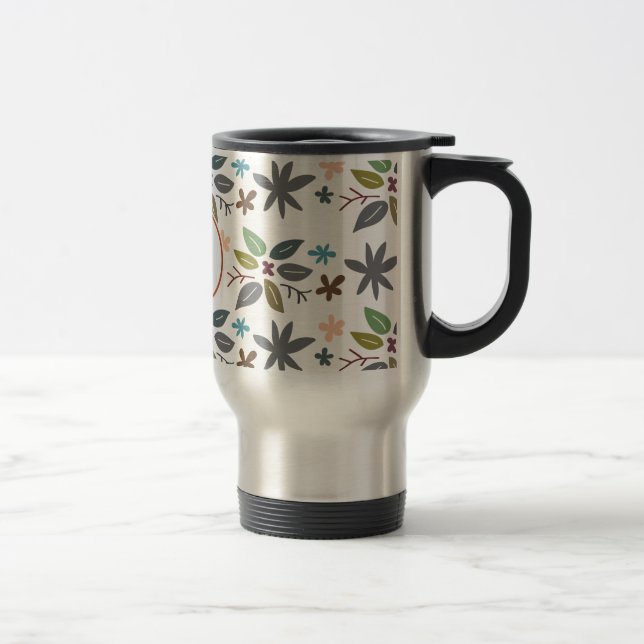 monogram & leaves travel mug (Right)