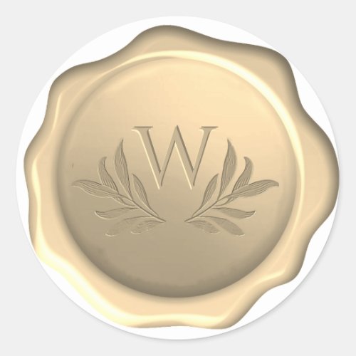 Monogram Leaves Wax Seal Foliage Golden Sticker