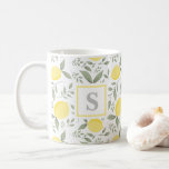 Monogram Lemon and Leaves  Coffee Mug<br><div class="desc">A simple yet elegant and vintage looking coffee mug in lemons and leaves pattern. You can personalize it with your initials.</div>