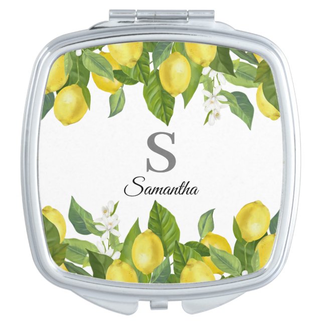 Monogram Lemon Citrus Name  Compact Mirror (Front)