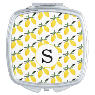 Monogram Lemon Citrus Pattern compact mirror