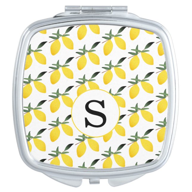 Monogram Lemon Citrus Pattern compact mirror (Front)